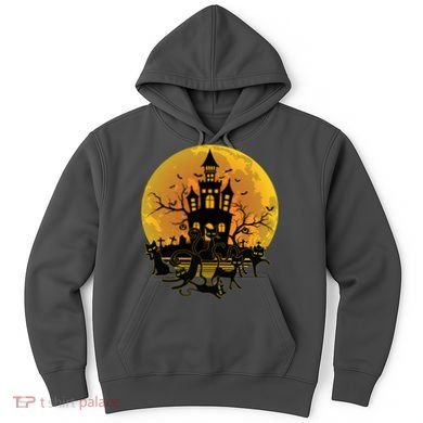 Spooky Halloween Castle Black Cats Hoodie