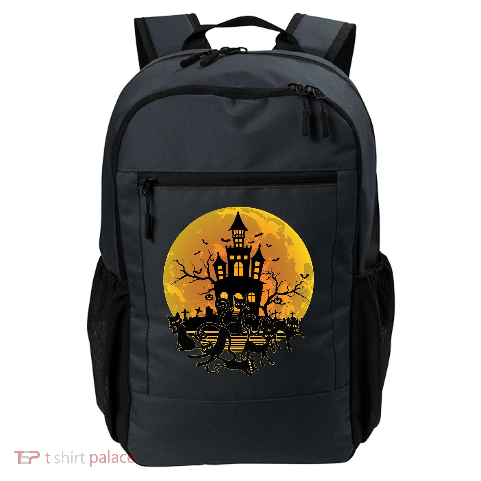 Spooky Halloween Castle Black Cats Backpack
