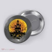 Spooky Halloween Castle Black Cats Button thumb 0