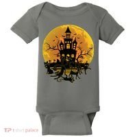 Spooky Halloween Castle Black Cats Baby Bodysuit thumb 0