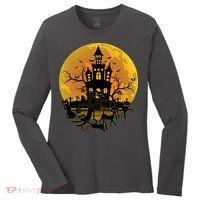 Spooky Halloween Castle Black Cats Women's Long Sleeve Shirt thumb 0