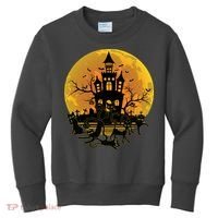 Spooky Halloween Castle Black Cats Kids Sweatshirt thumb 0