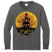 Spooky Halloween Castle Black Cats Kids Long Sleeve Shirt thumb 0
