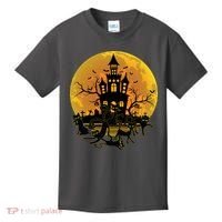 Spooky Halloween Castle Black Cats Kids T-Shirt thumb 0