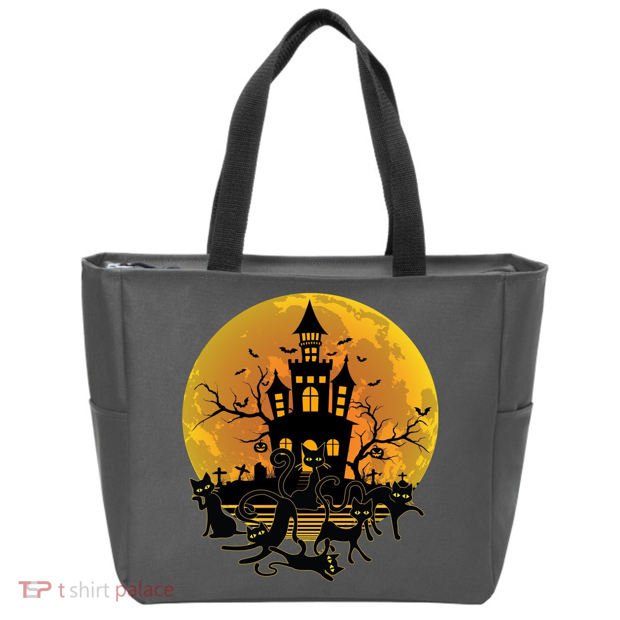 Spooky Halloween Castle Black Cats Tote Bag