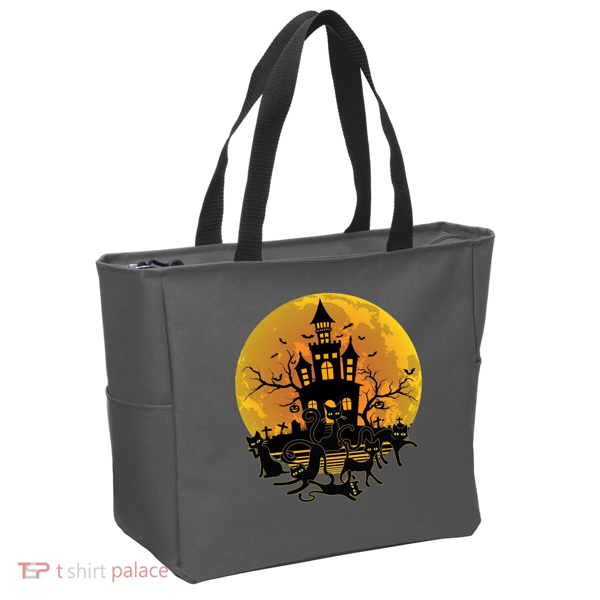Spooky Halloween Castle Black Cats Tote Bag