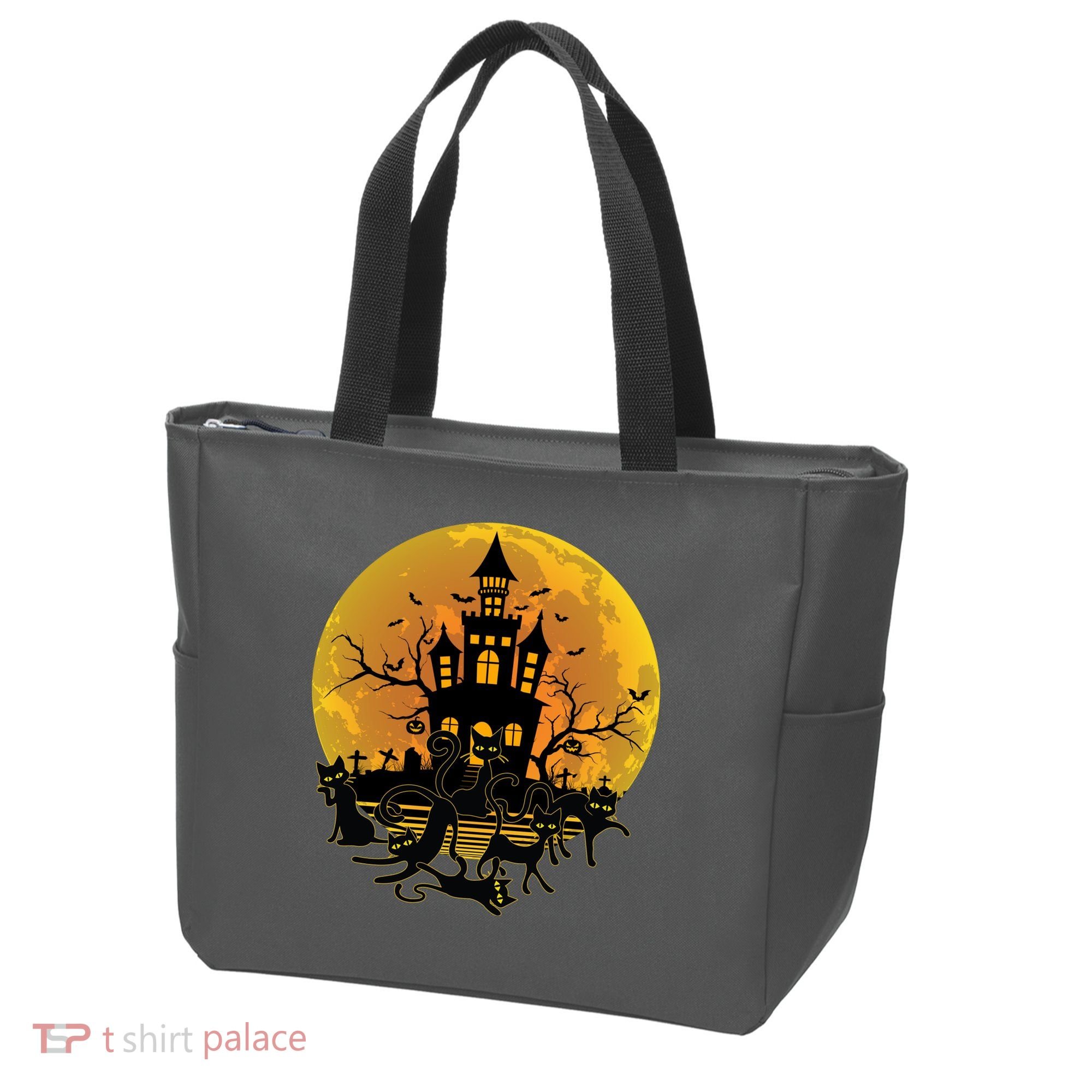 Spooky Halloween Castle Black Cats Tote Bag