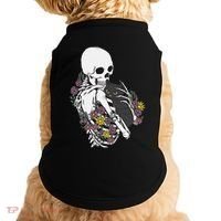 Skeleton Hugging Cat Flowers Skeleton Black Cat Doggie Tank thumb 0
