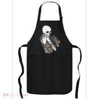 Skeleton Hugging Cat Flowers Skeleton Black Cat Apron thumb 0
