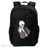 Skeleton Hugging Cat Flowers Skeleton Black Cat Backpack thumb 0