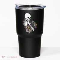 Skeleton Hugging Cat Flowers Skeleton Black Cat Tumbler thumb 0