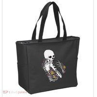 Skeleton Hugging Cat Flowers Skeleton Black Cat Tote Bag thumb 2