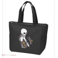 Skeleton Hugging Cat Flowers Skeleton Black Cat Tote Bag thumb 3