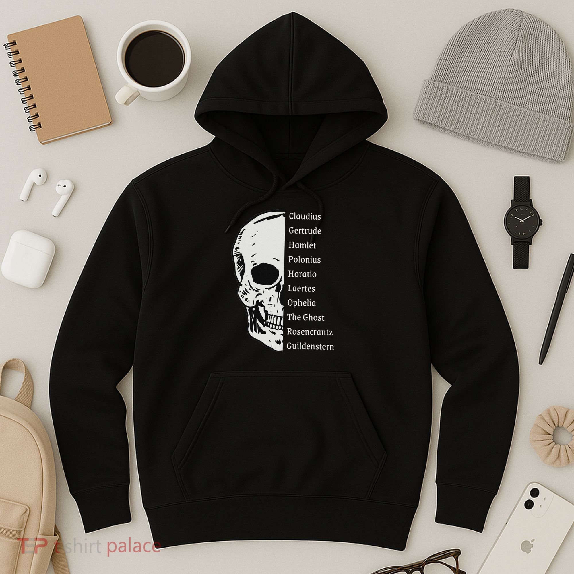 ShakespeareS Hamlet Cast & Skull Hoodie