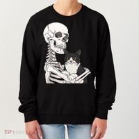 Skeleton Holding Cat Women's Sweatshirt thumb 0