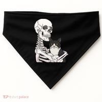 Skeleton Holding Cat USA-Made Doggie Bandana thumb 0