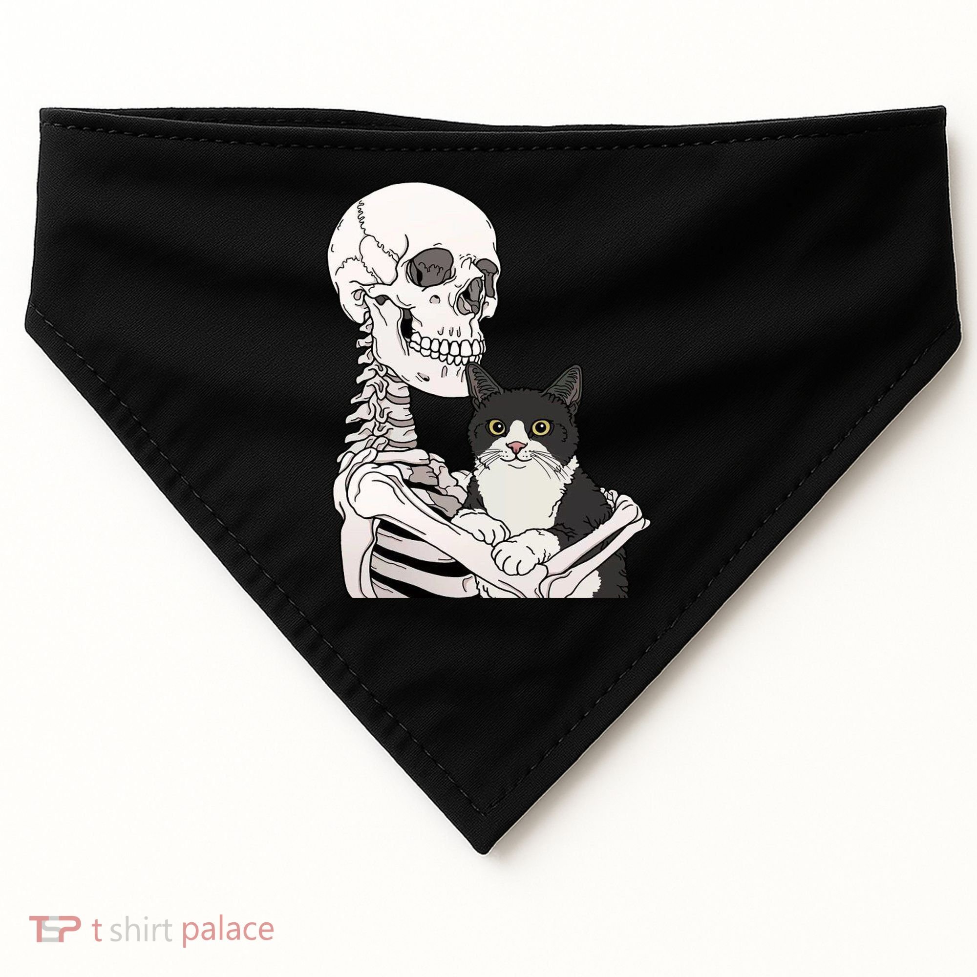 Skeleton Holding Cat USA-Made Doggie Bandana