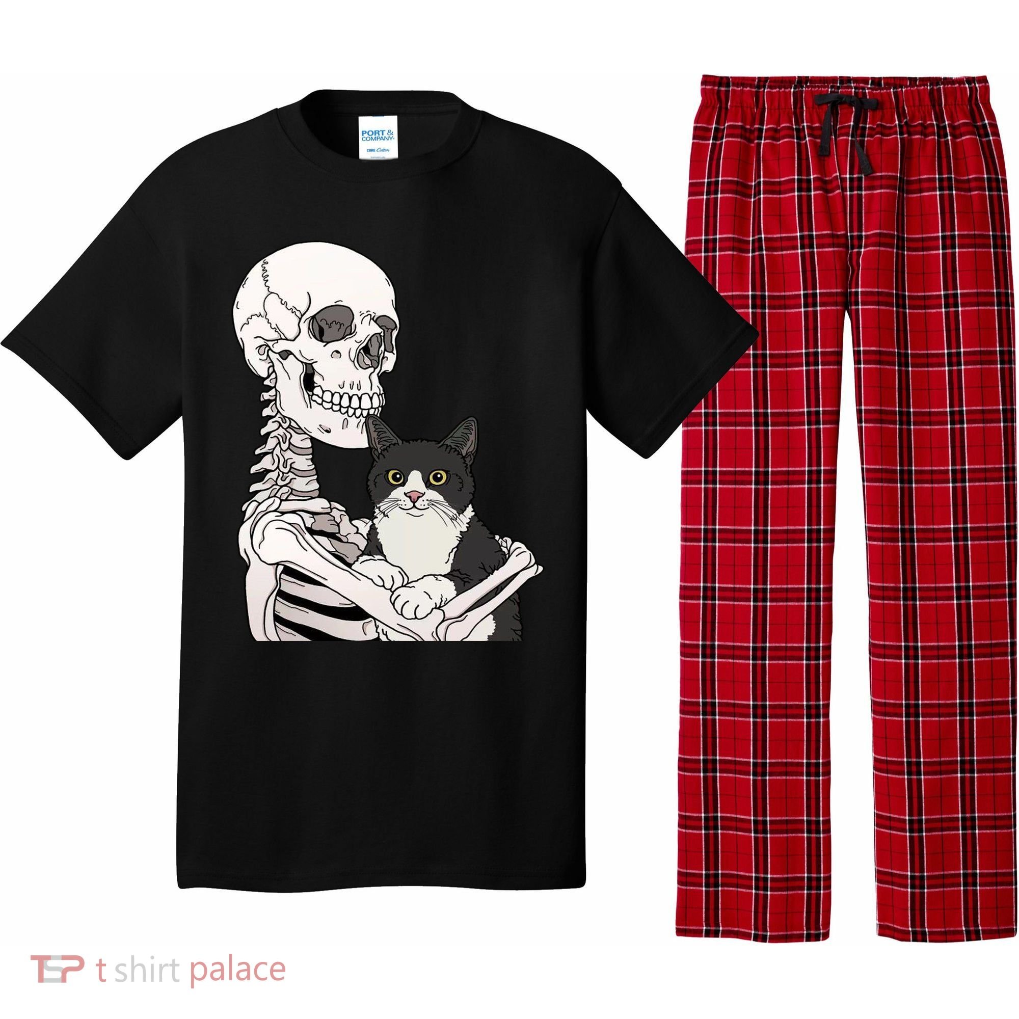 Skeleton Holding Cat Pajama Set