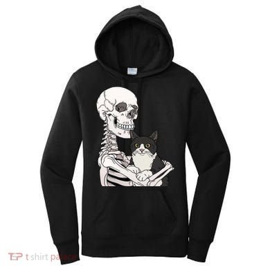 Skeleton Holding Cat Women's Hoodie