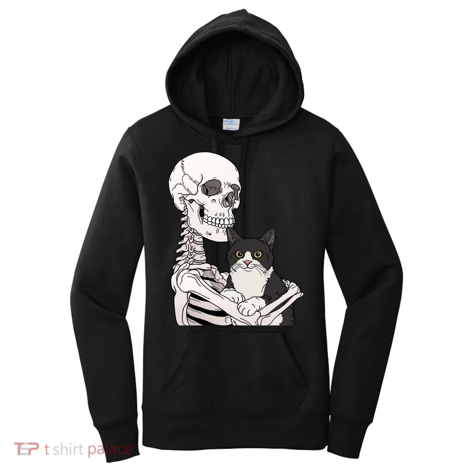 Skeleton Holding Cat Women's Hoodie