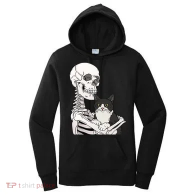 Skeleton Holding Cat Women's Hoodie