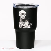Skeleton Holding Cat Tumbler thumb 0