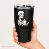 Skeleton Holding Cat Tumbler thumb 2