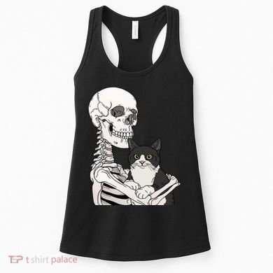 Skeleton Holding Cat Women's Tank Top