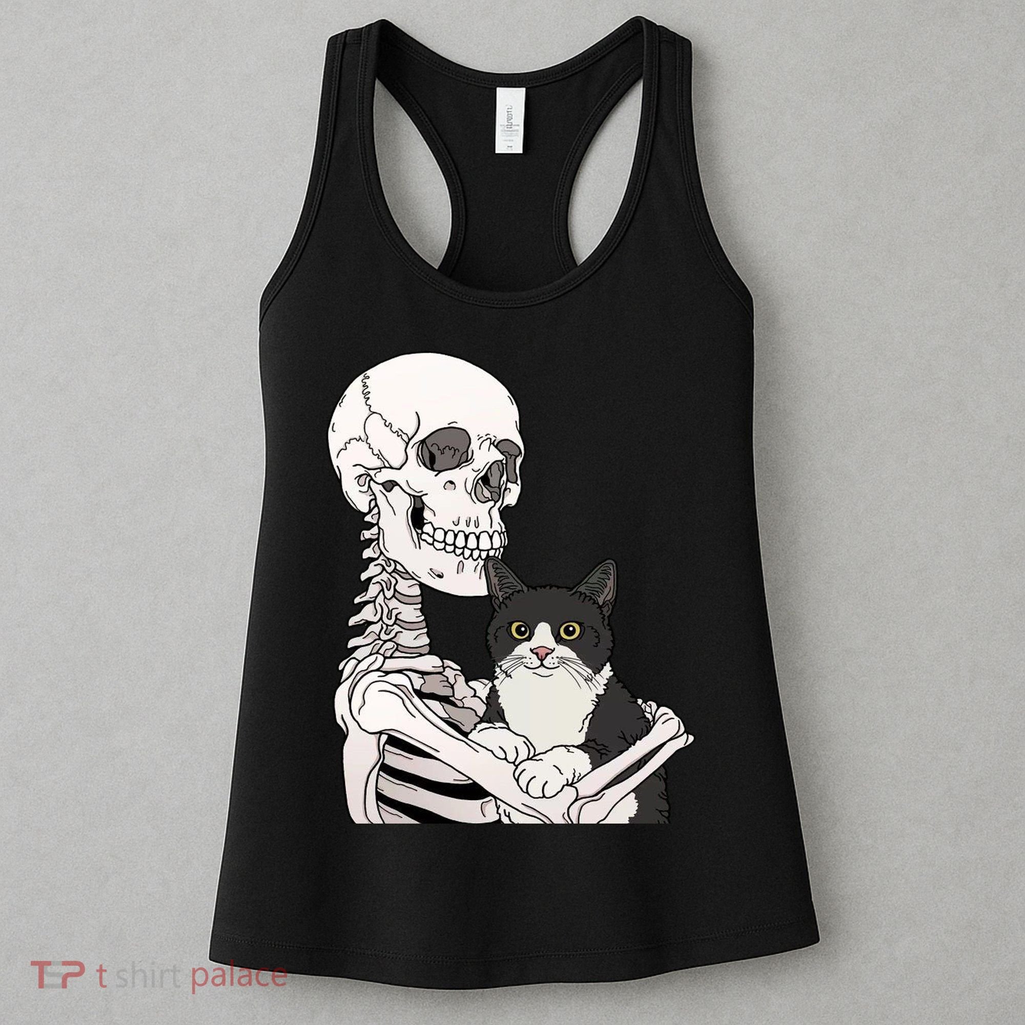 Skeleton Holding Cat Women's Tank Top