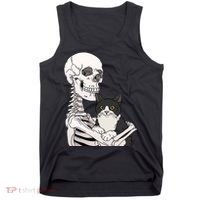 Skeleton Holding Cat Tank Top thumb 0