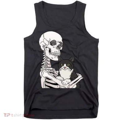 Skeleton Holding Cat Tank Top