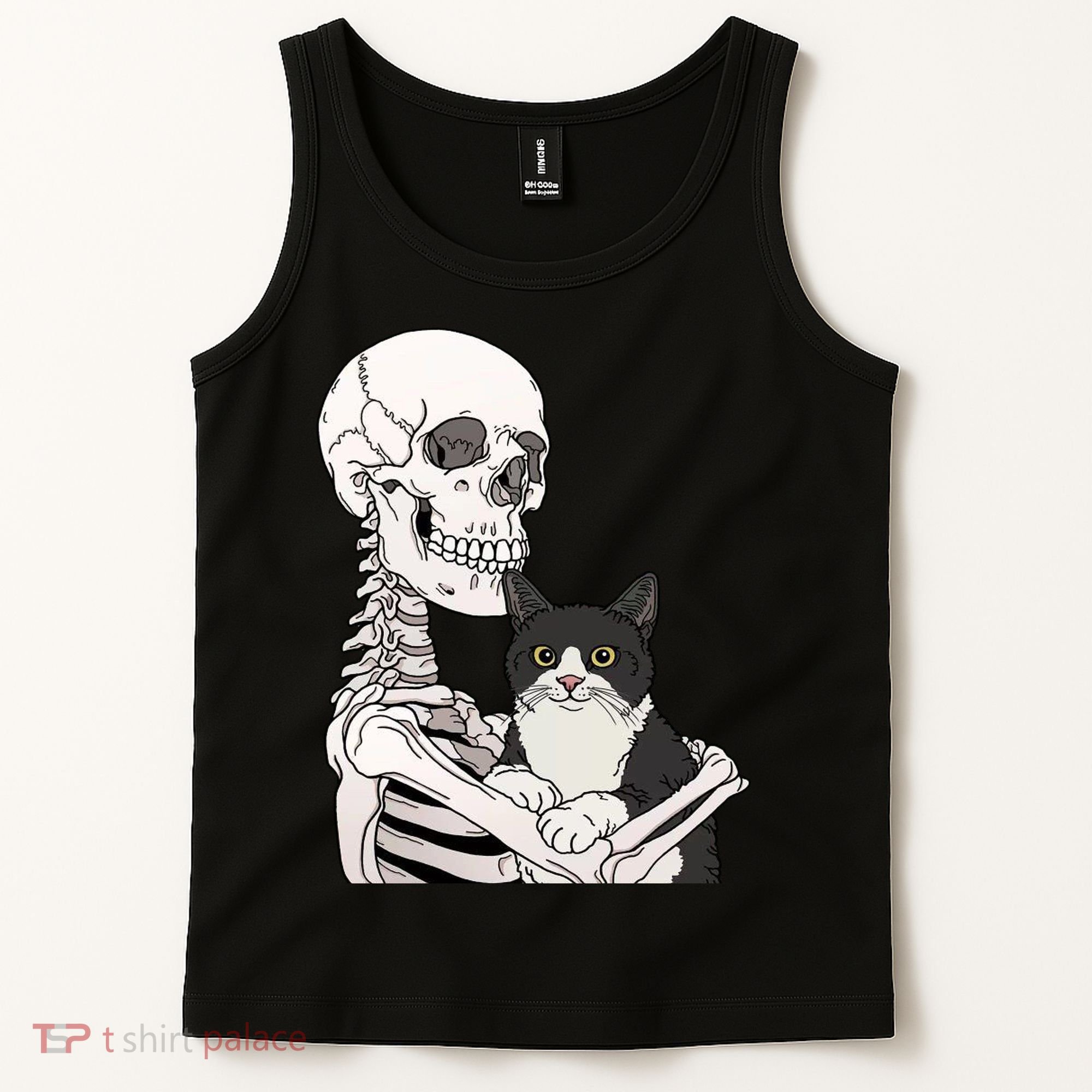 Skeleton Holding Cat Tank Top