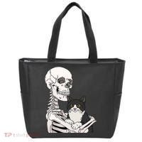 Skeleton Holding Cat Tote Bag thumb 0