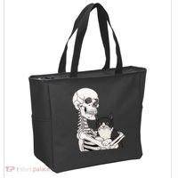 Skeleton Holding Cat Tote Bag thumb 2