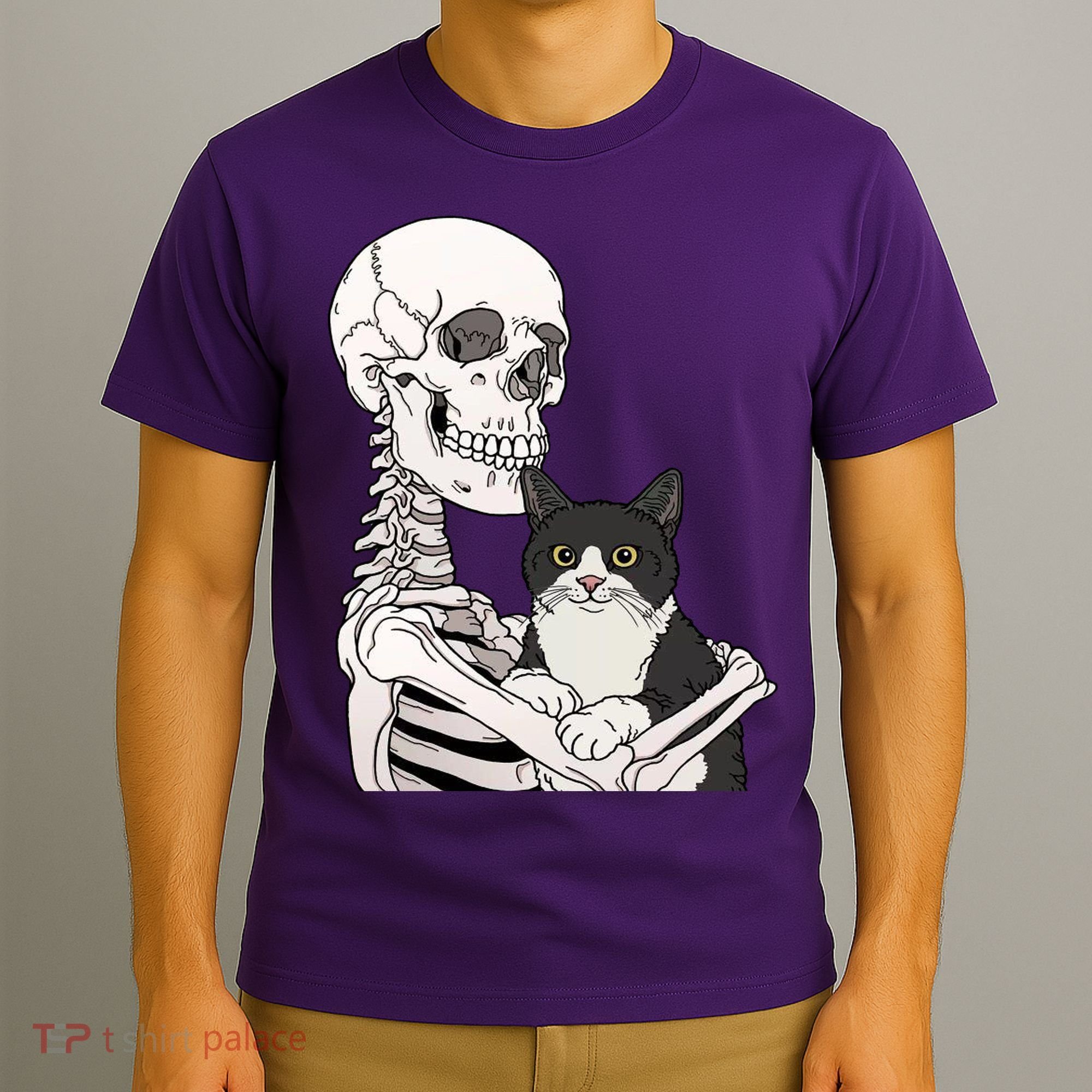 Skeleton Holding Cat T-Shirt