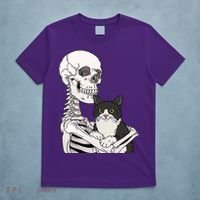 Skeleton Holding Cat T-Shirt thumb 5