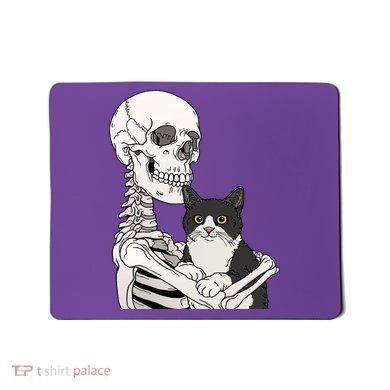 Skeleton Holding Cat Mousepad