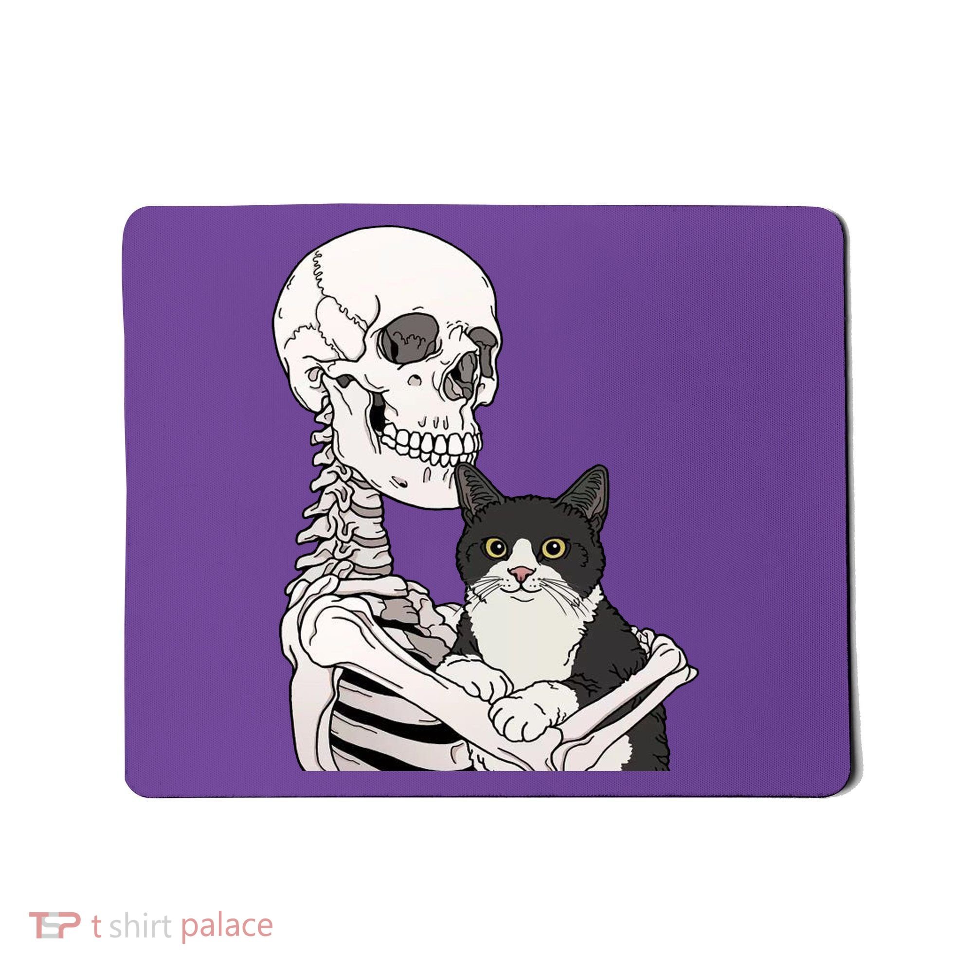 Skeleton Holding Cat Mousepad