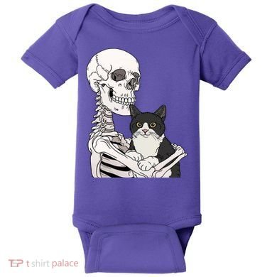 Skeleton Holding Cat Baby Bodysuit