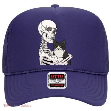 Skeleton Holding Cat Hat
