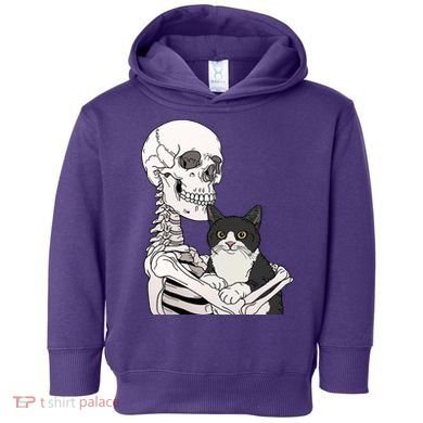 Skeleton Holding Cat Toddler Hoodie