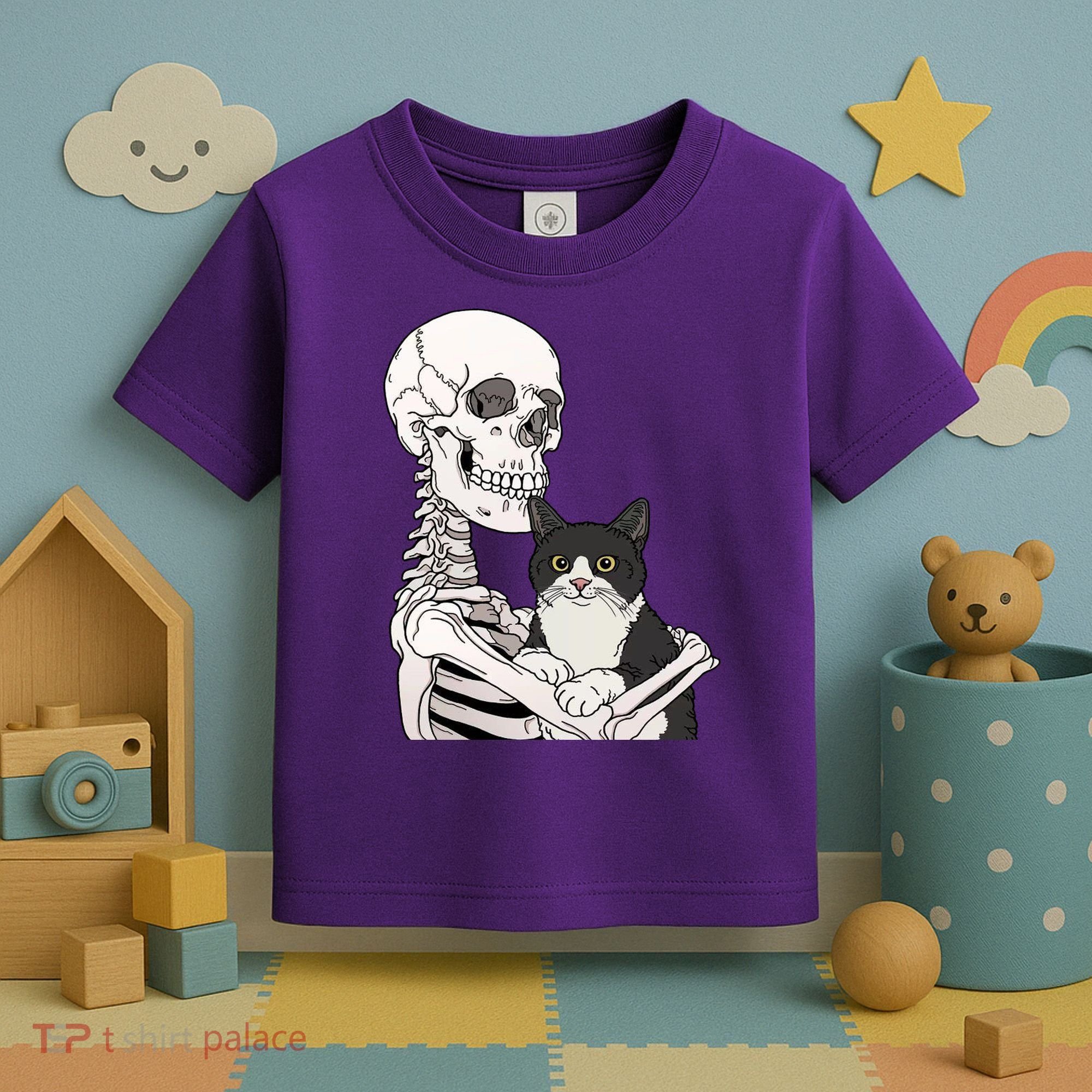 Skeleton Holding Cat Toddler T-Shirt