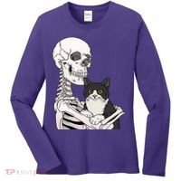 Skeleton Holding Cat Women's Long Sleeve Shirt thumb 0