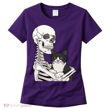 Skeleton Holding Cat Women's T-Shirt