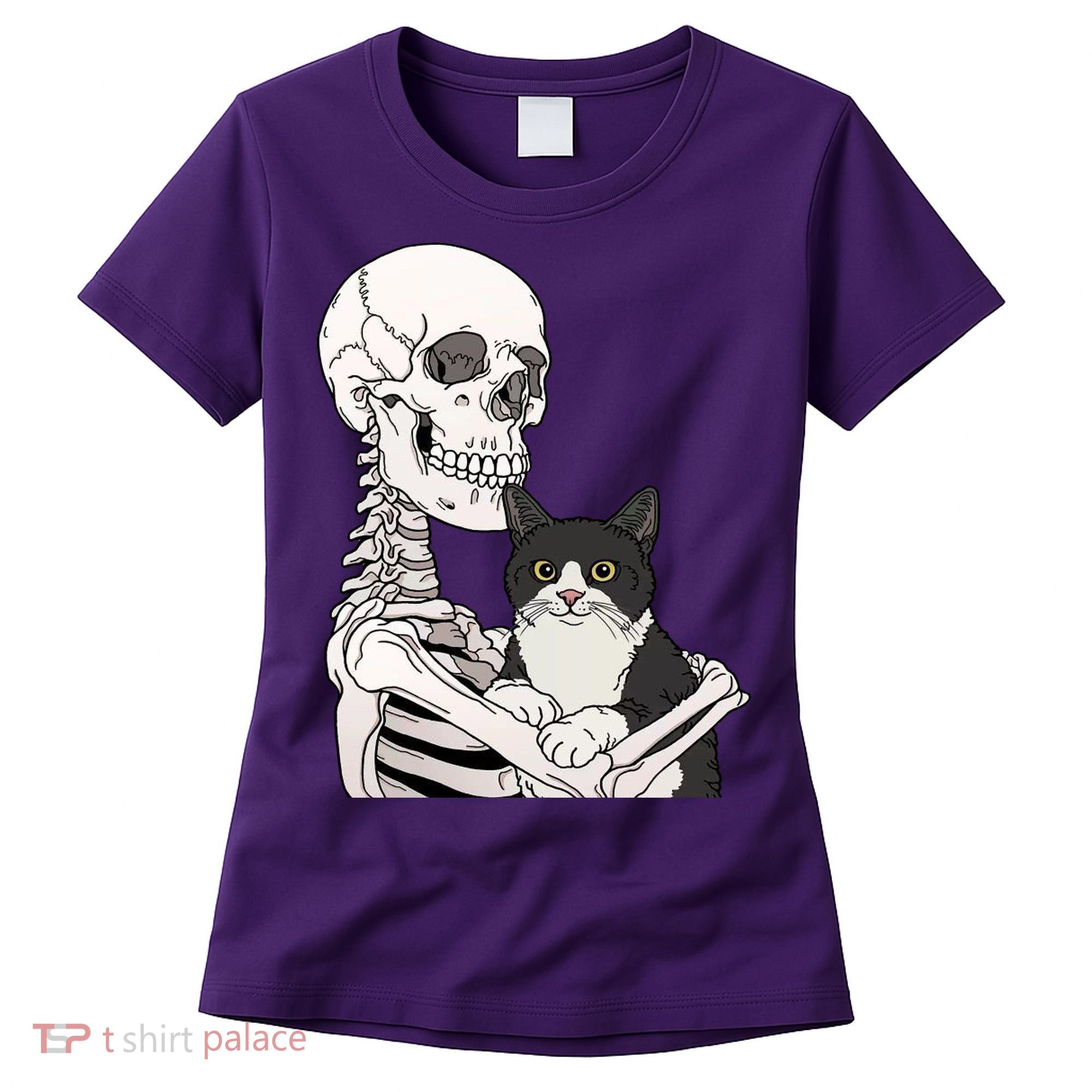 Skeleton Holding Cat Women's T-Shirt