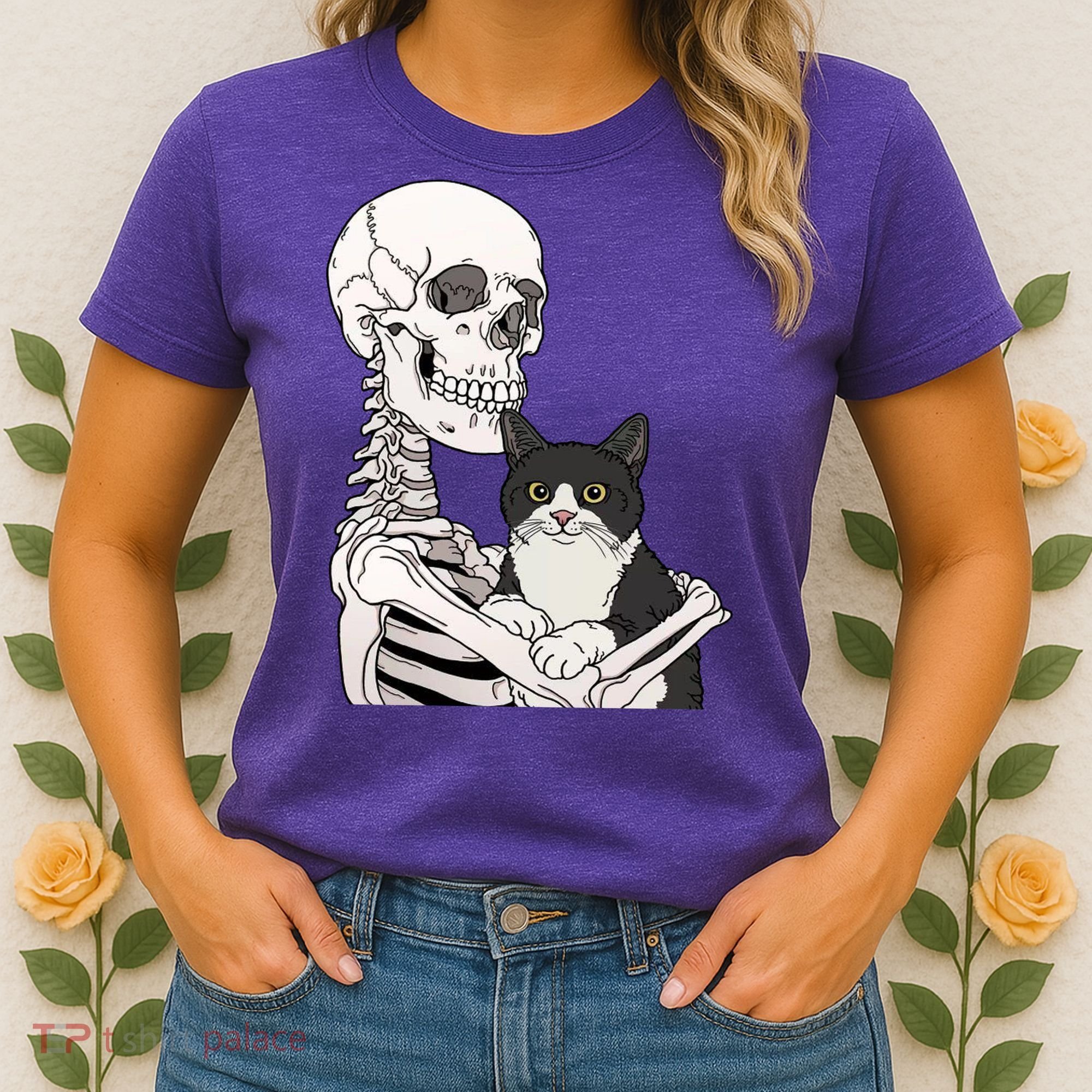 Skeleton Holding Cat Women's T-Shirt
