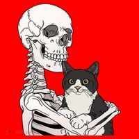 Skeleton Holding Cat Santa Hat thumb 1