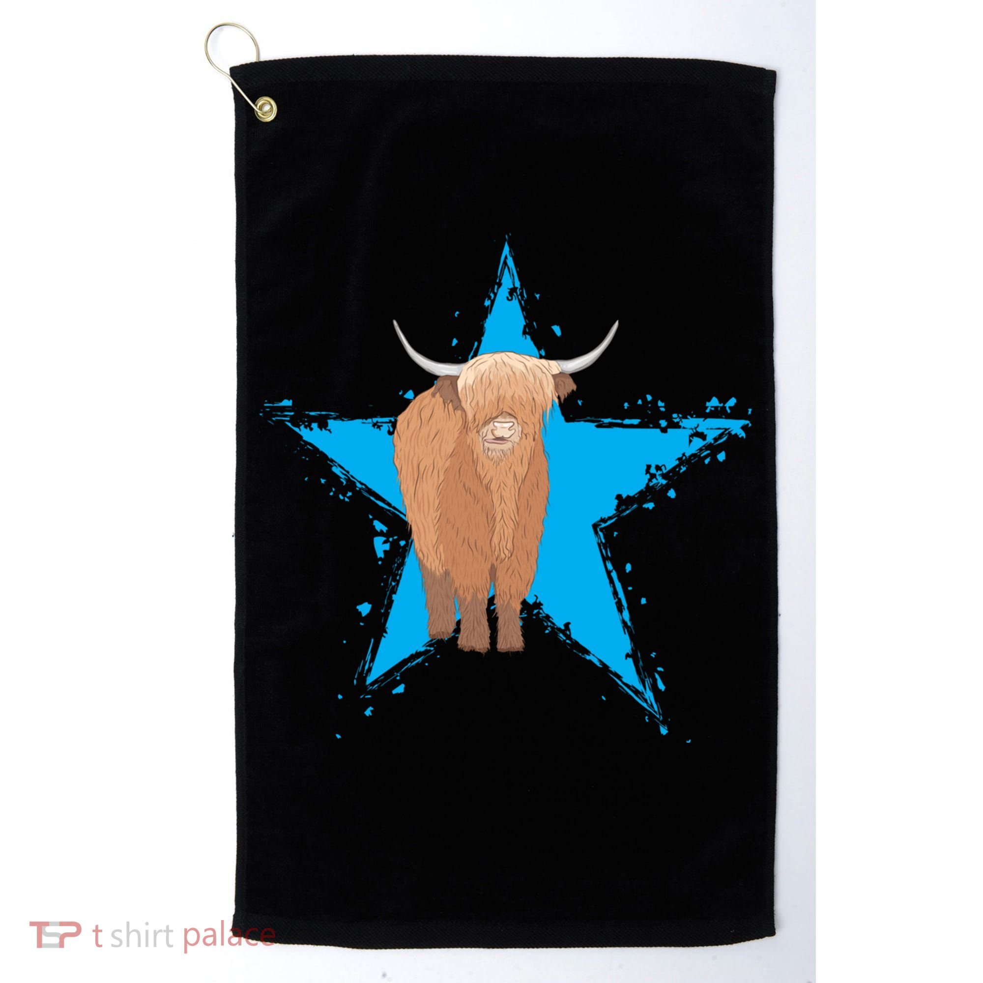 Scottish Highland Cow Star Cow Love Scottish Highland Cows Gift Golf Towel