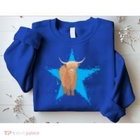 Scottish Highland Cow Star Cow Love Scottish Highland Cows Gift Sweatshirt thumb 2