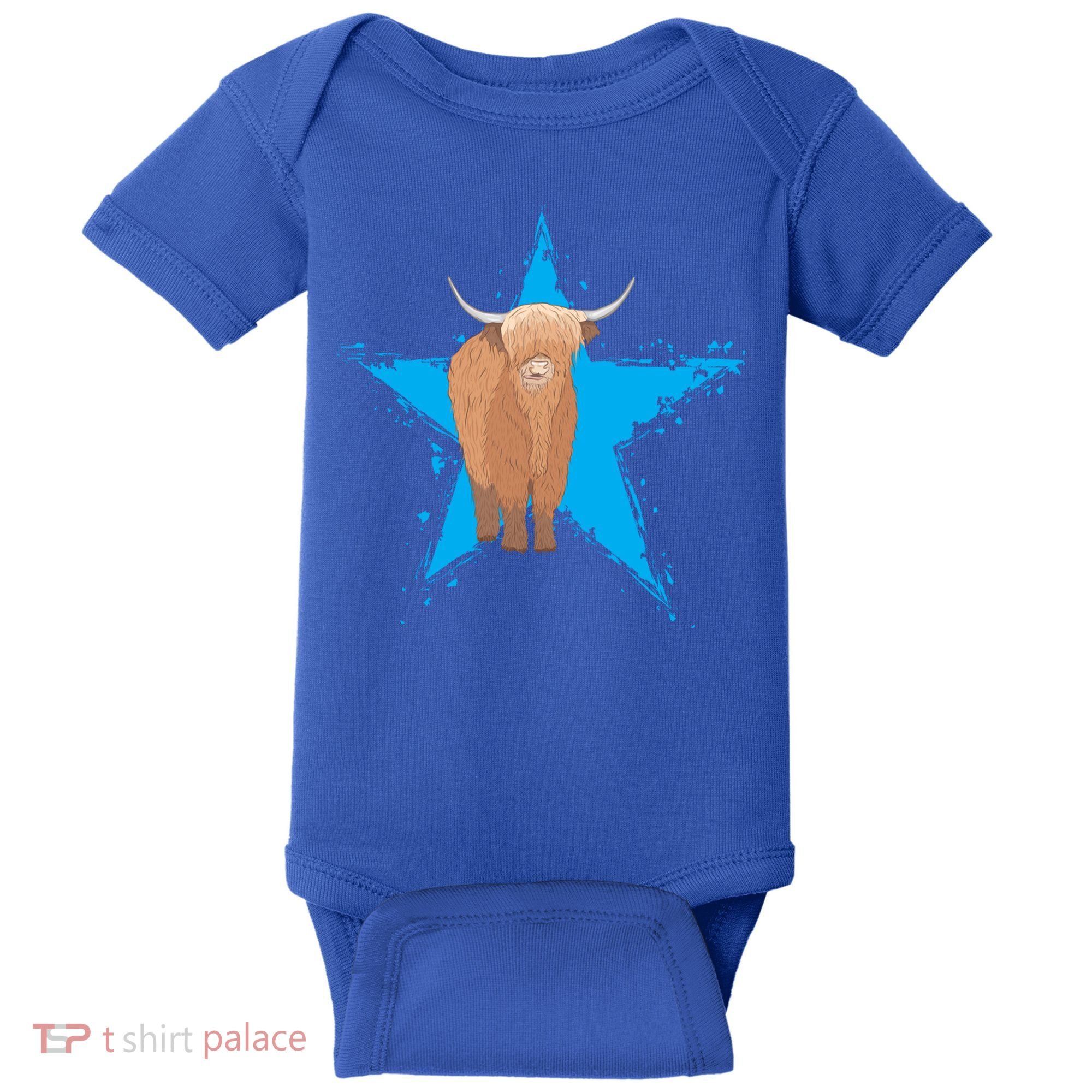 Scottish Highland Cow Star Cow Love Scottish Highland Cows Gift Baby Bodysuit